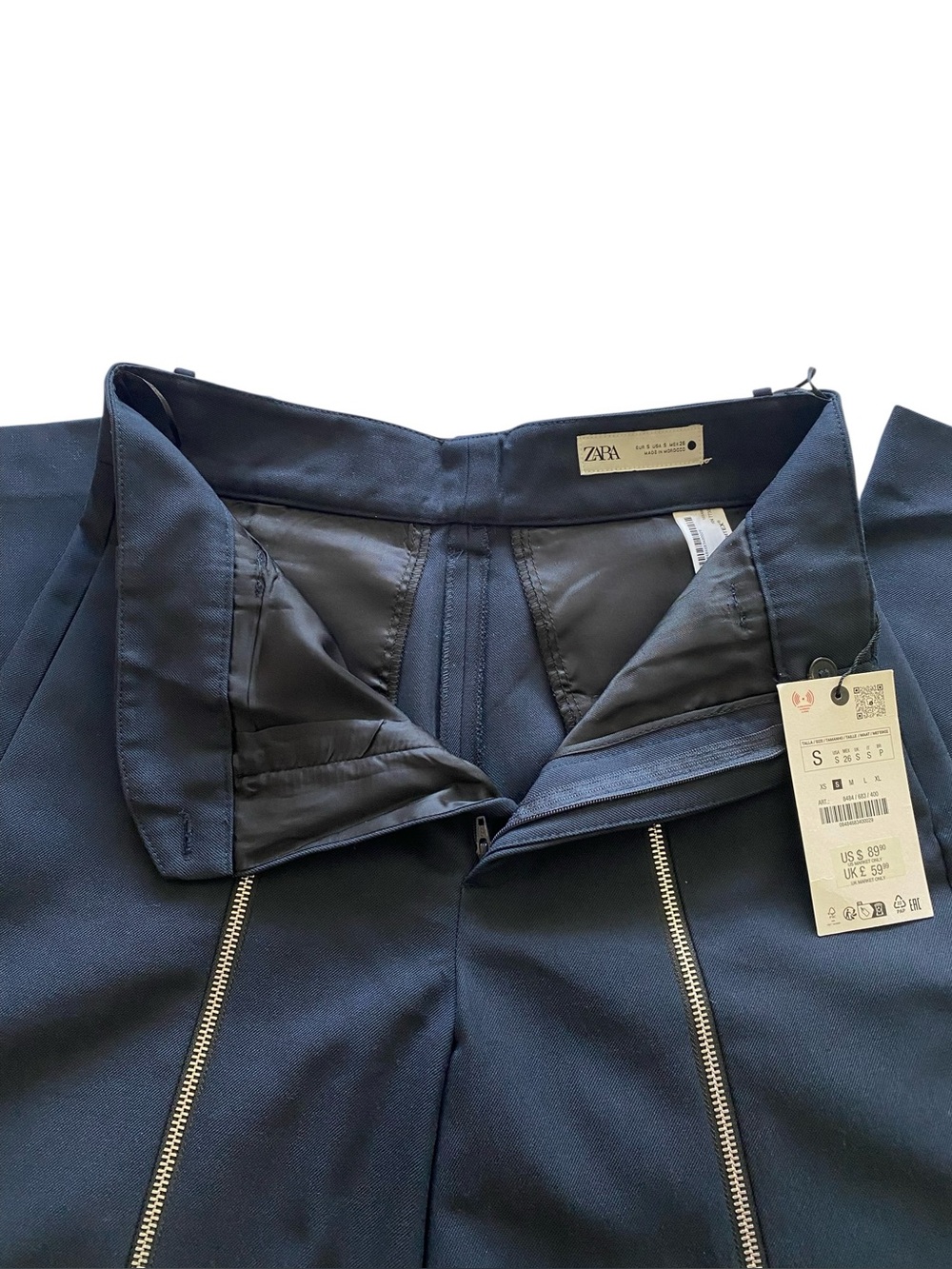 Zara black Wide-Leg Trousers with Front Zip Details - Picture 5 of 6